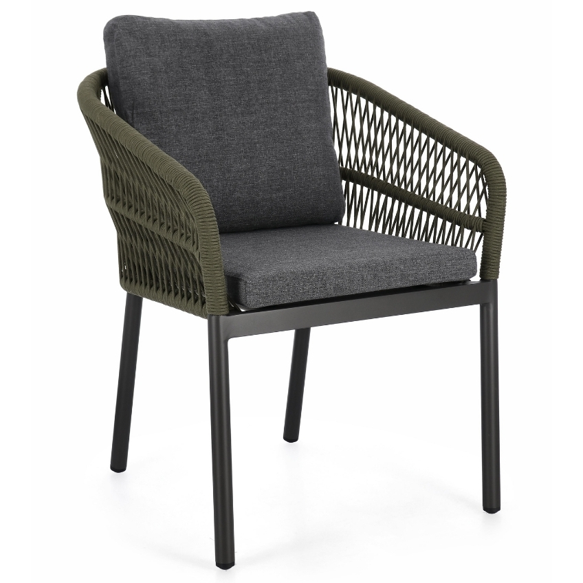 Šedo-zelená čalouněná zahradní židle Bizzotto Galdana