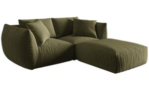 Zelená sametová rohová pohovka MICADONI Chris 220 cm