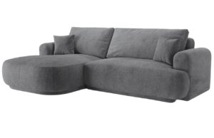 Šedá čalouněná rohová rozkládací pohovka MICADONI Ella 271 cm