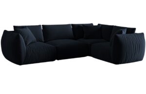 Tmavě modrá sametová rohová pohovka MICADONI Chris II. 295 cm